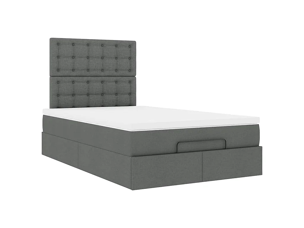 Ottoman bed met matras en LED's 120x190 cm stof donkergrijs