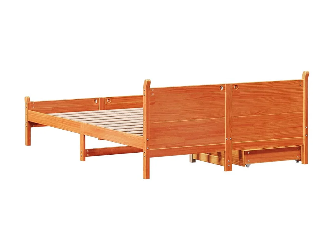 Cadre de lit sans matelas cire marron 120x190cm bois pin massif