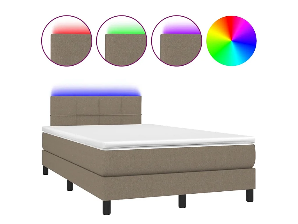 Boxspring met matras en LED stof taupe 120x190 cm