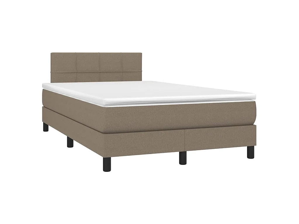 Sommier à lattes de lit matelas et LED taupe 120x190 cm tissu