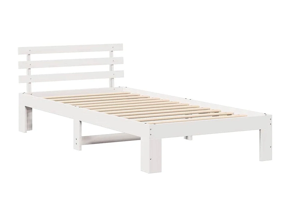 Cadre de lit avec tête de lit Blanc 100 x 200 cm Pin massif