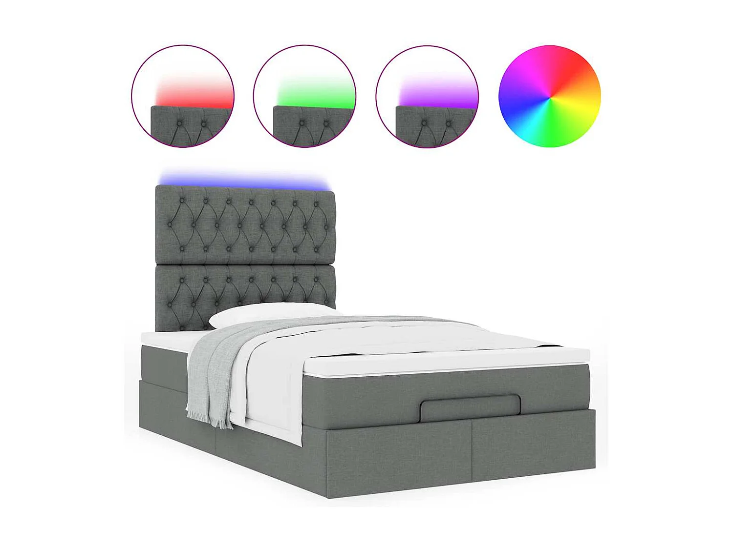 Struttura Letto Pouf con Materasso 120x200 cm in Tessuto