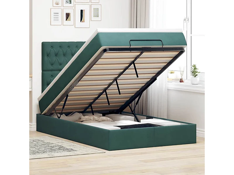 Ottoman bed met matrassen 120x200cm fluweel donkergroen