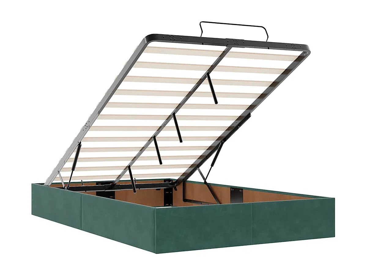 Cadre de lit ottoman avec matelas vert foncé 120x200 cm velours