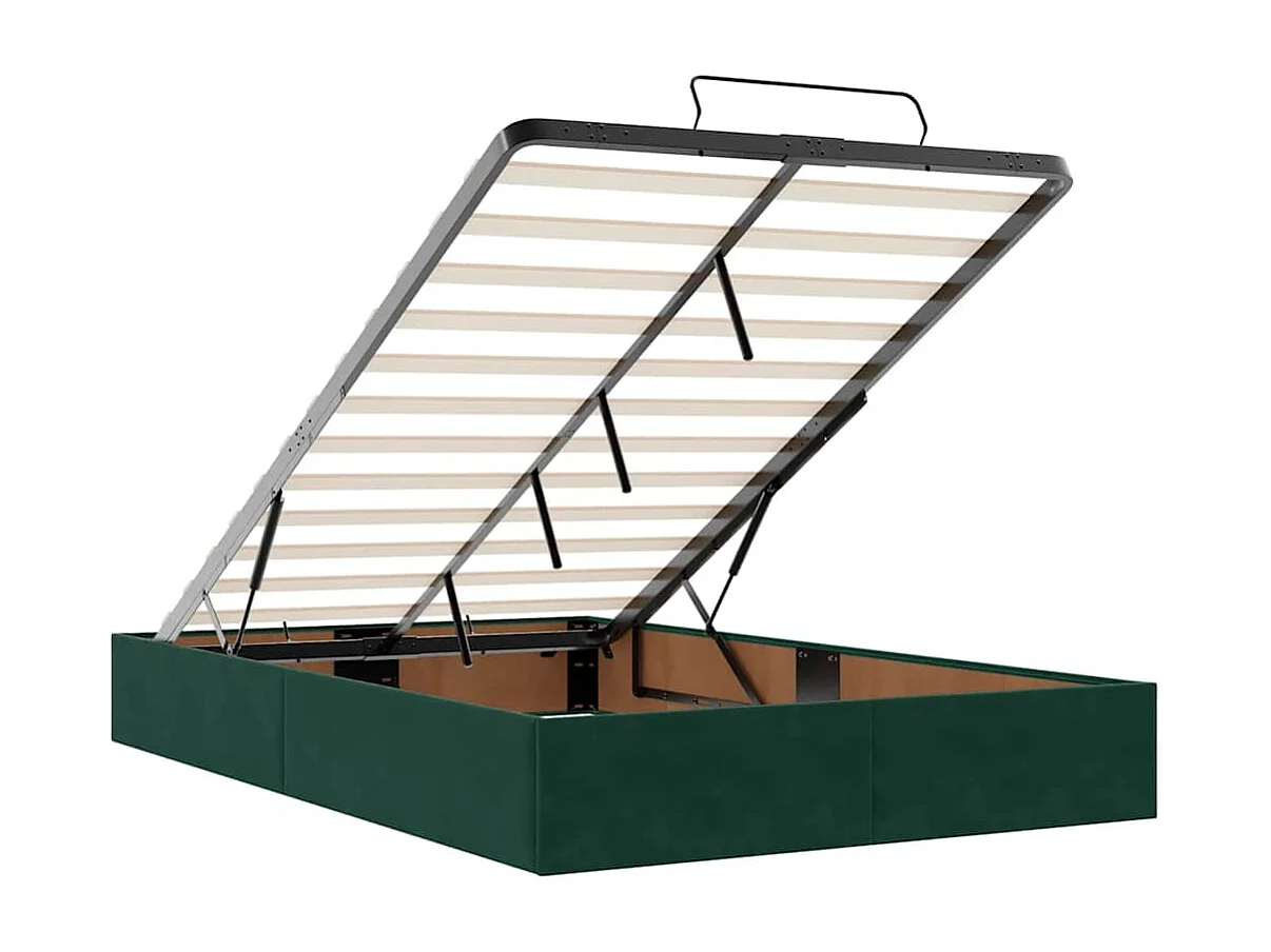 Ottoman-Bett mit Matratzen Dunkelgrün 120x200 cm Samt
