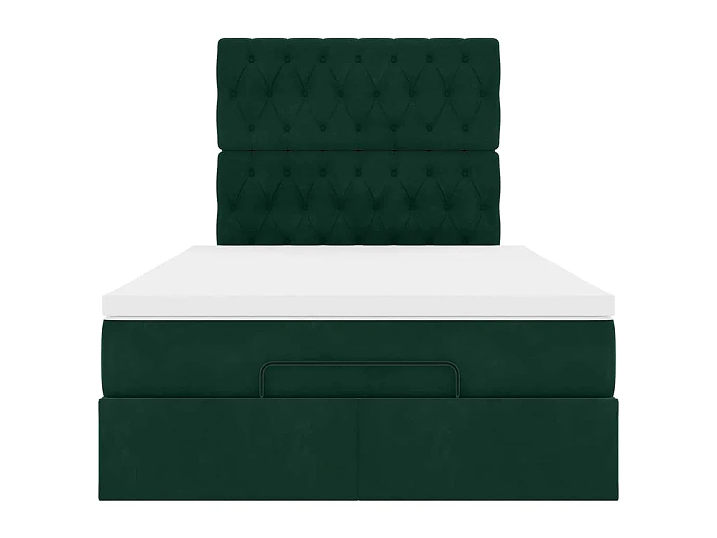 Cadre de lit ottoman avec matelas vert foncé 120x200 cm velours