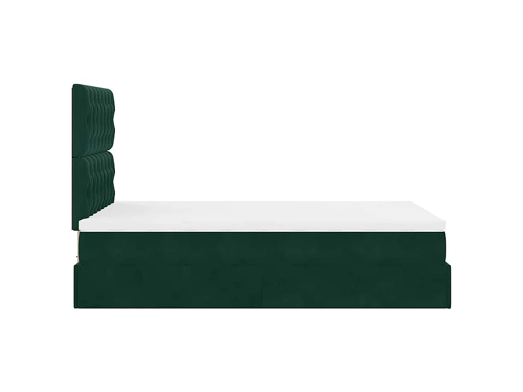Cadre de lit ottoman avec matelas vert foncé 120x200 cm velours