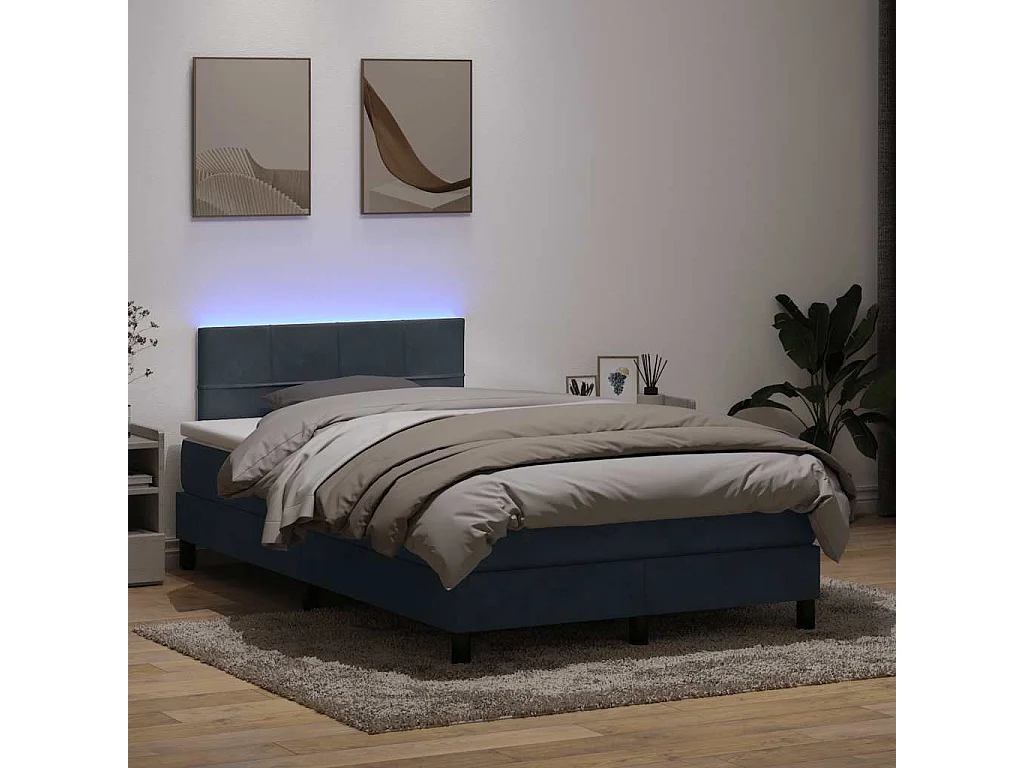 Boxspringbett mit Matratze & LED Dunkelgrau 120x210 cm Samt