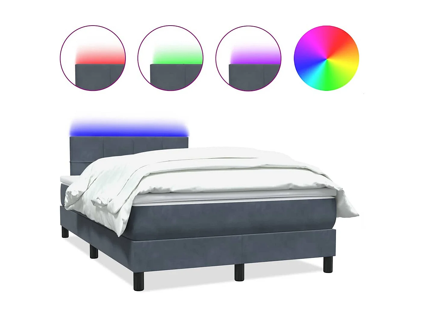 Boxspringbett mit Matratze & LED Dunkelgrau 120x210 cm Samt