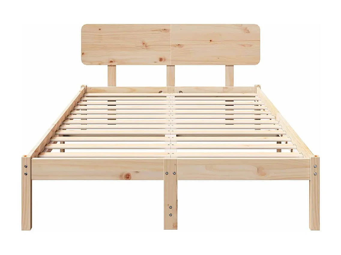 Bedframe met hoofdeinde Naturel 120 x 200 cm Massief grenenhout
