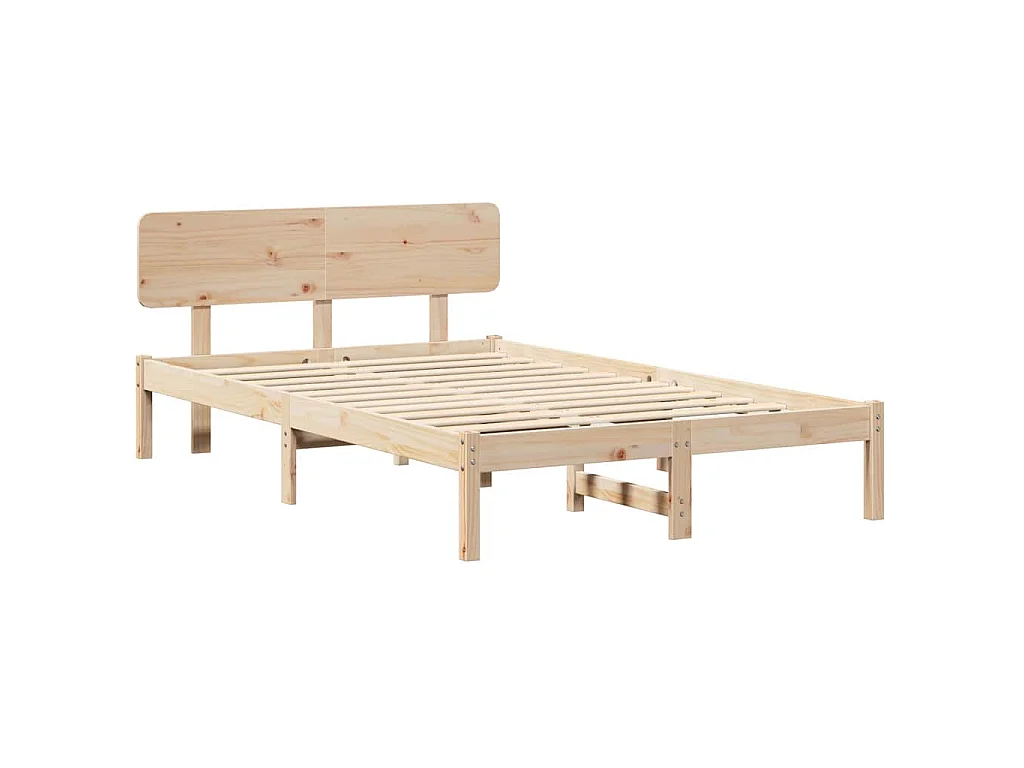 Bedframe met hoofdeinde Naturel 120 x 200 cm Massief grenenhout