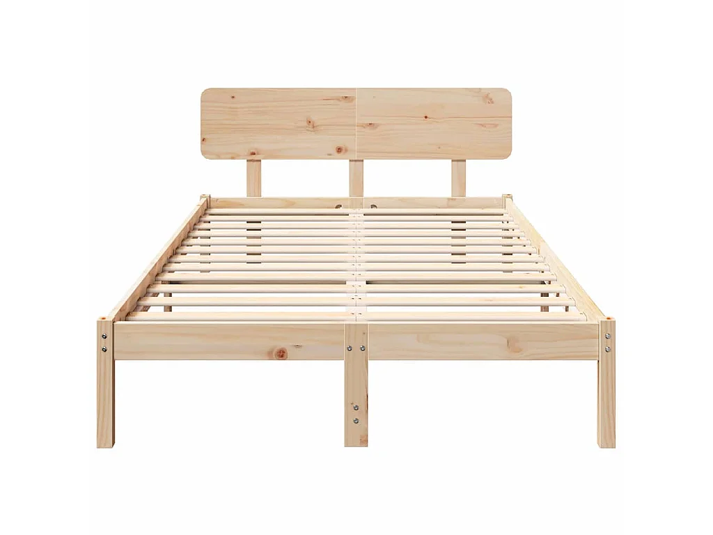 Bedframe met hoofdeinde Naturel 120 x 200 cm Massief grenenhout