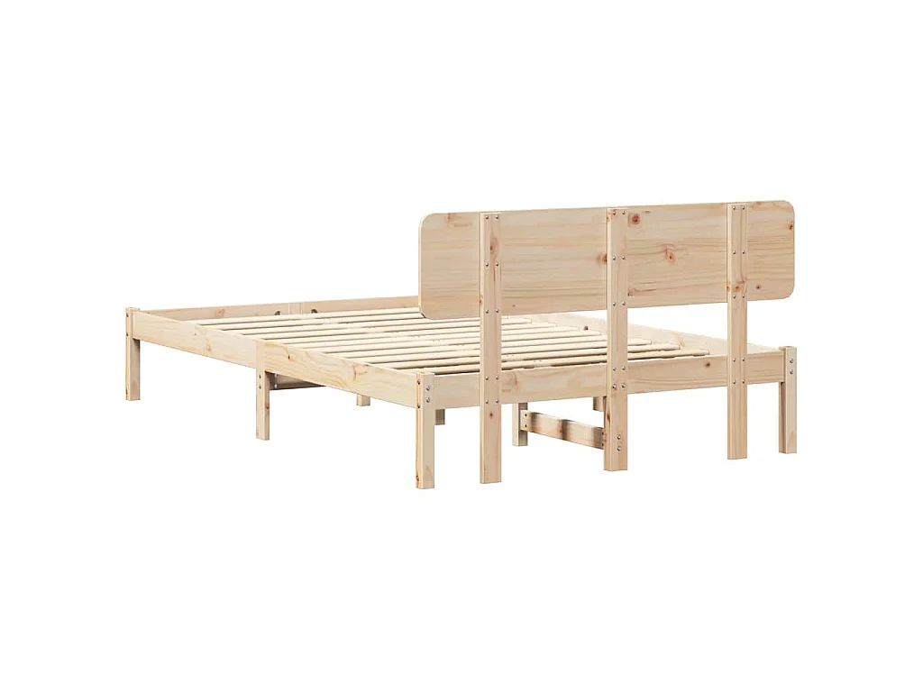 Bedframe met hoofdeinde Naturel 120 x 200 cm Massief grenenhout