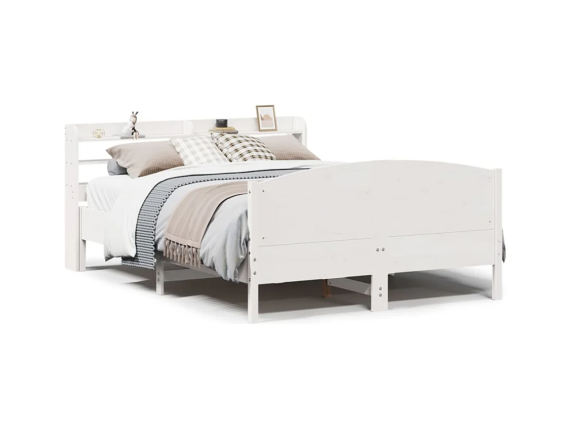 Cadre de lit sans matelas blanc 120x190 cm bois de pin massif