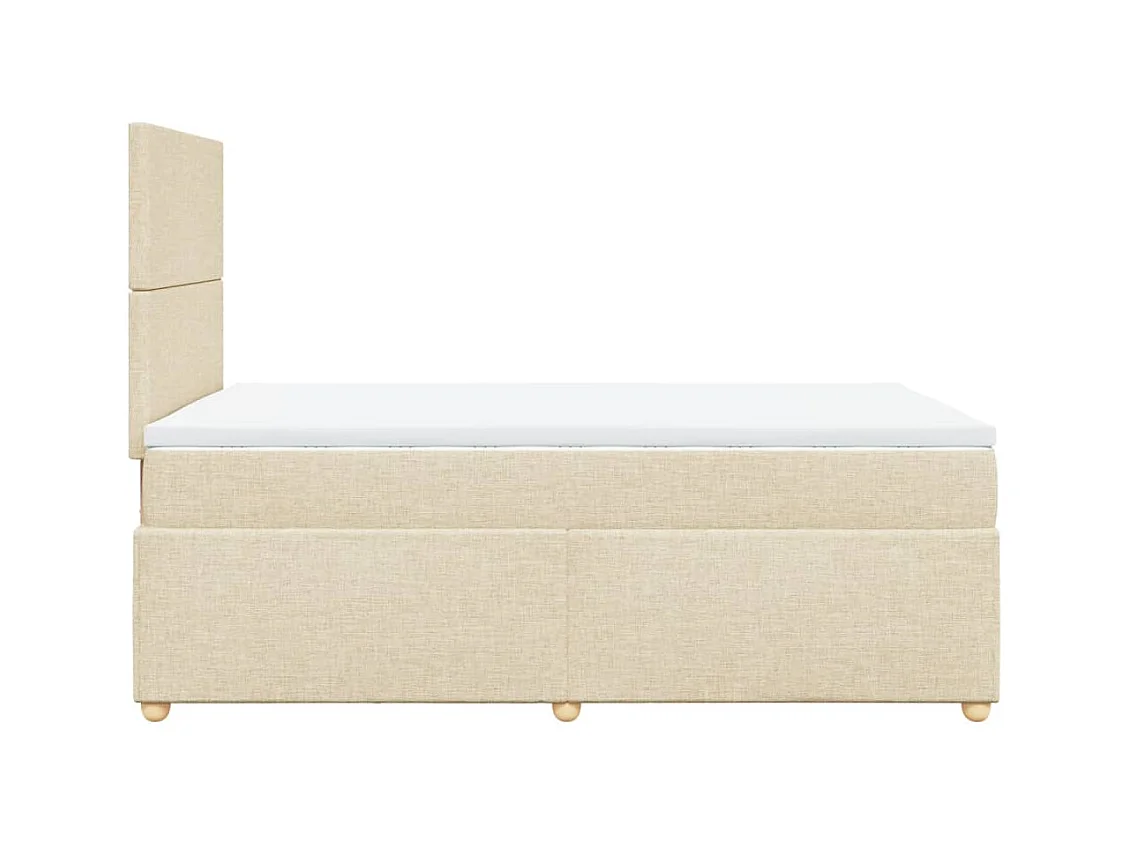 Sommier à lattes de lit avec matelas Crème 120x200 cm Tissu