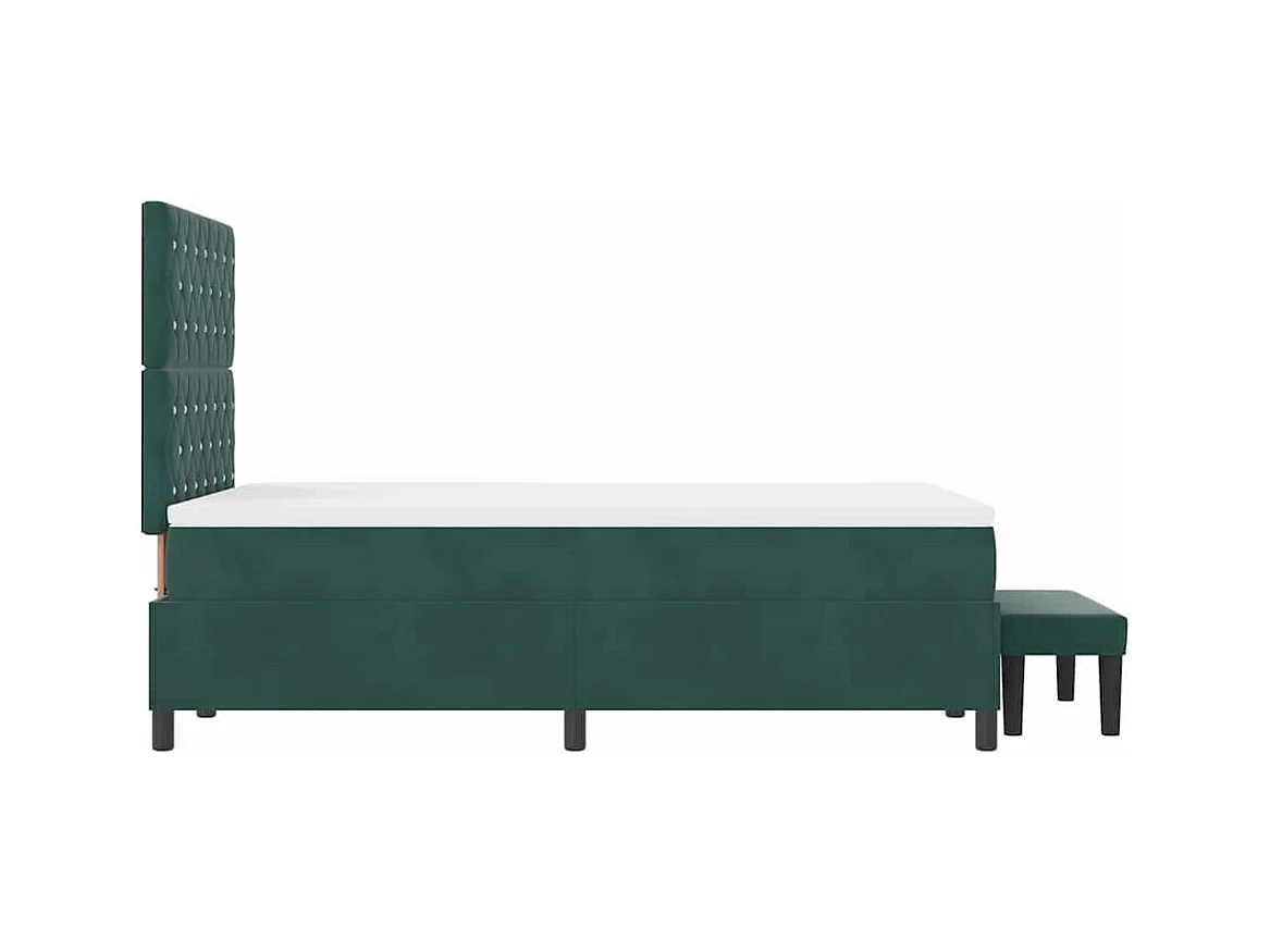 Lit à ressorts avec matelas Vert foncé 120 x 200 cm Velours