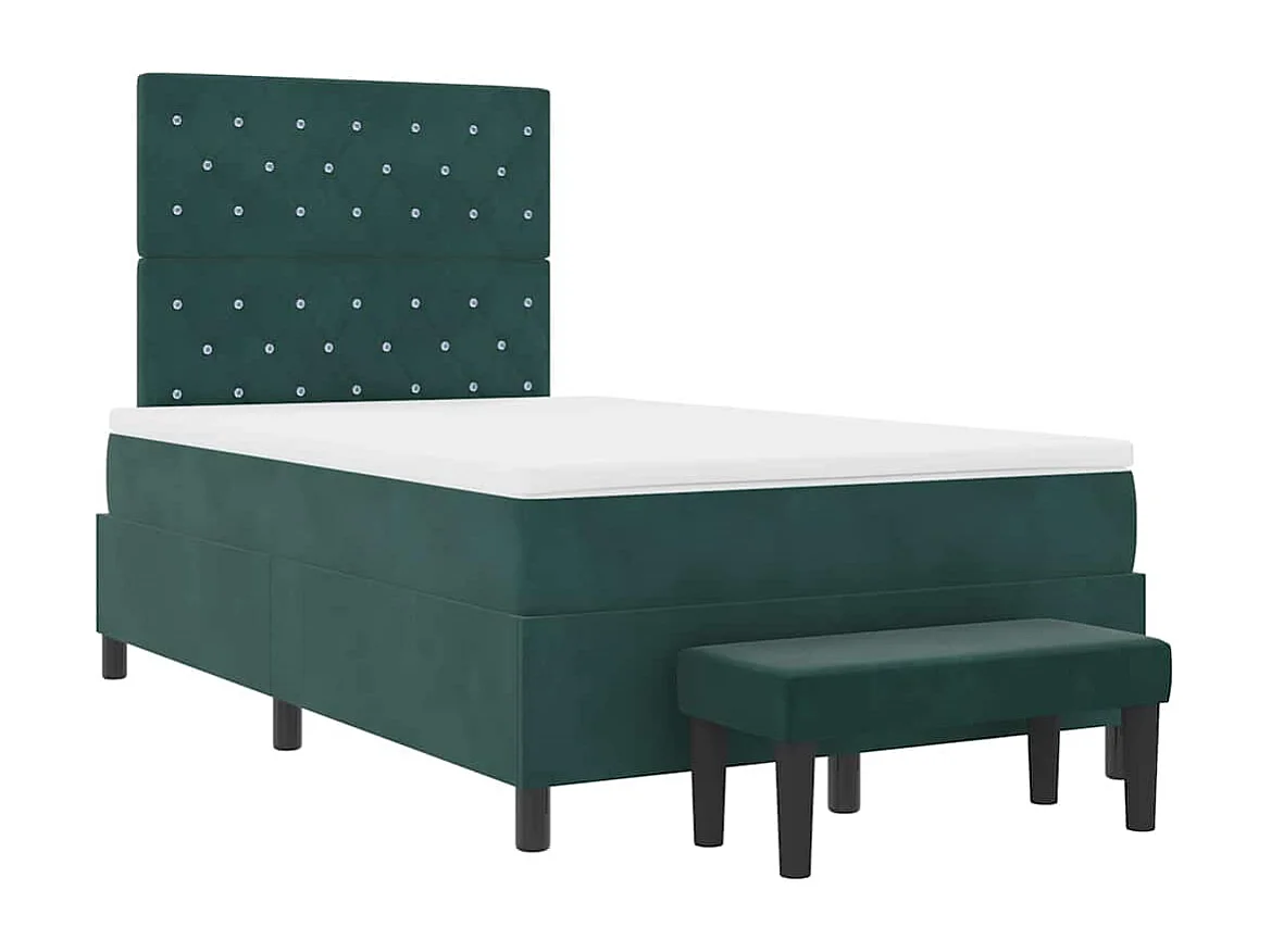 Lit à ressorts avec matelas Vert foncé 120 x 200 cm Velours