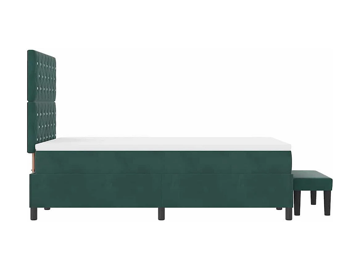 Cama tipo Box Spring Verde oscuro 120 x 200 cm Terciopelo
