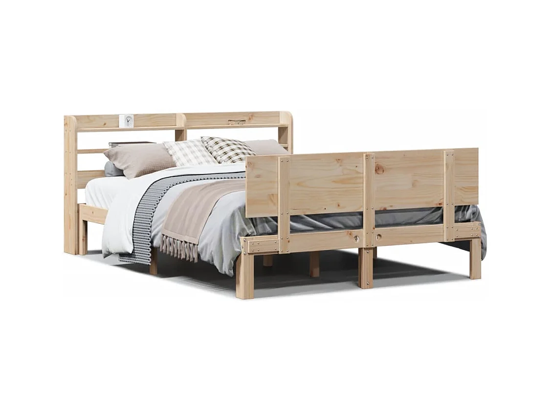 Bedframe met hoofdbord massief grenenhout 120x190 cm