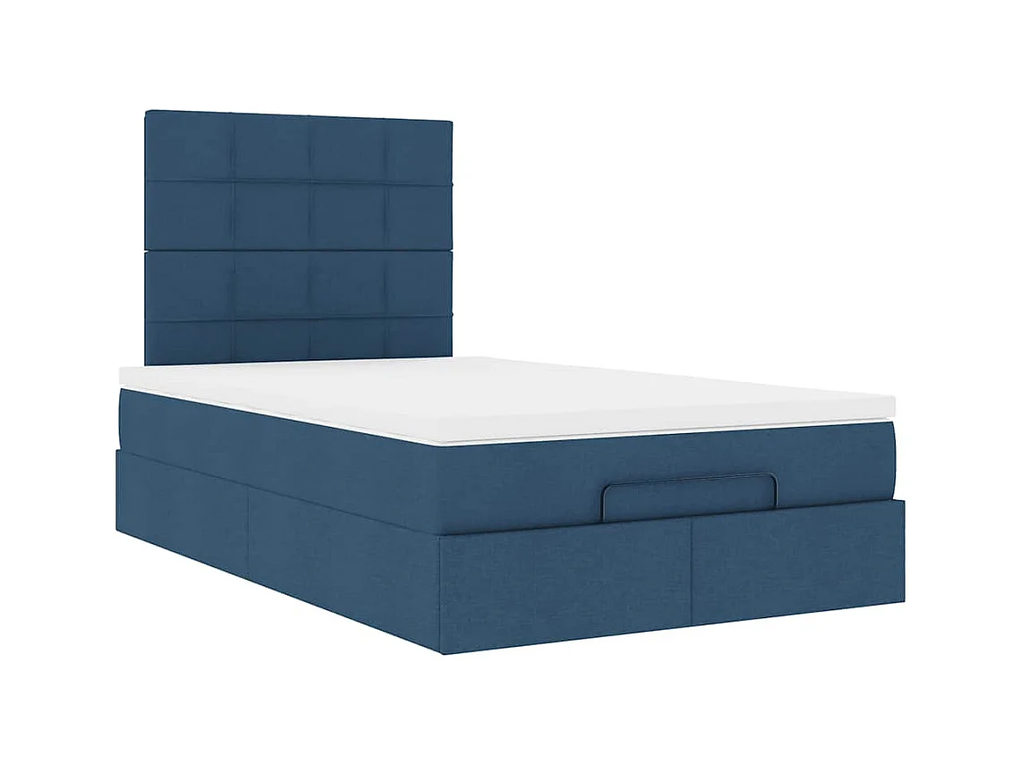 Ottoman-Bett mit Matratze Blau 120x200 cm Stoff