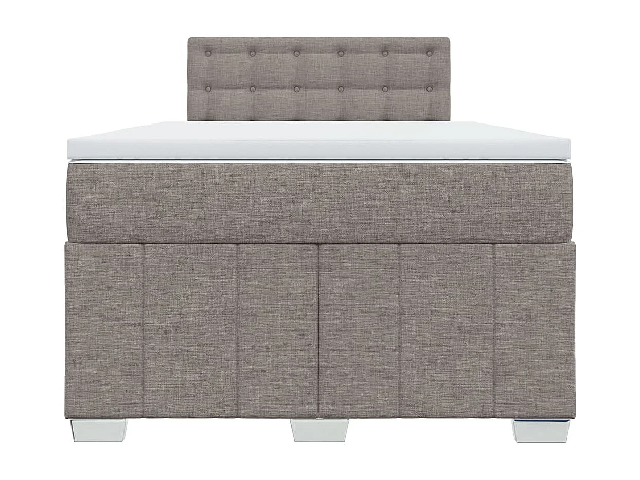Cama boxspring c/ colchão 120x190cm tecido castanho-acinzentado
