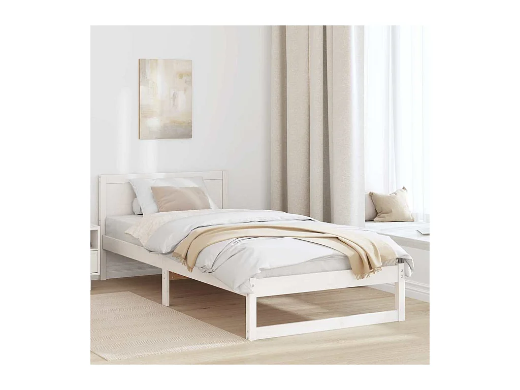 Estructura de cama Blanco 100 x 200 cm Madera maciza de Pino