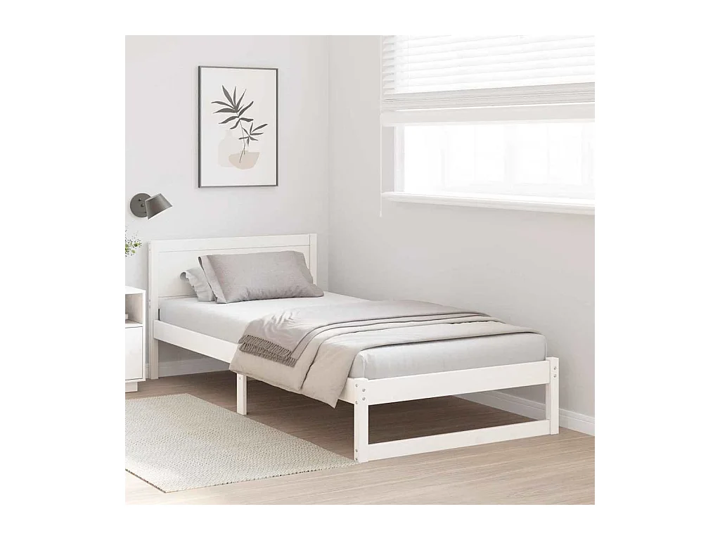 Estructura de cama Blanco 100 x 200 cm Madera maciza de Pino