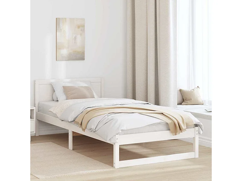 Cadre de lit avec tête de lit Blanc 100 x 200 cm Pin massif