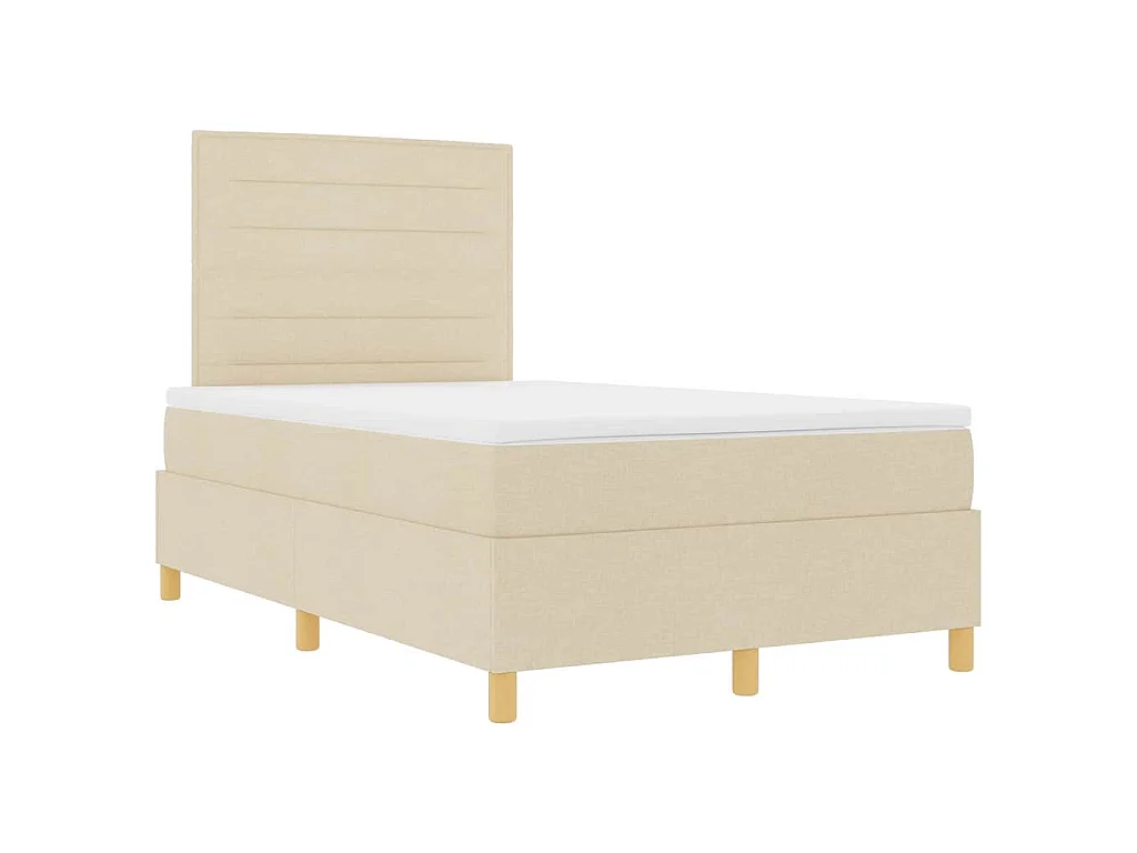 Cama tipo Box Spring con colchón Crema 120 x 200 cm tela