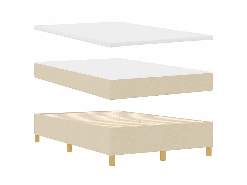 Cama tipo Box Spring con colchón Crema 120 x 200 cm tela