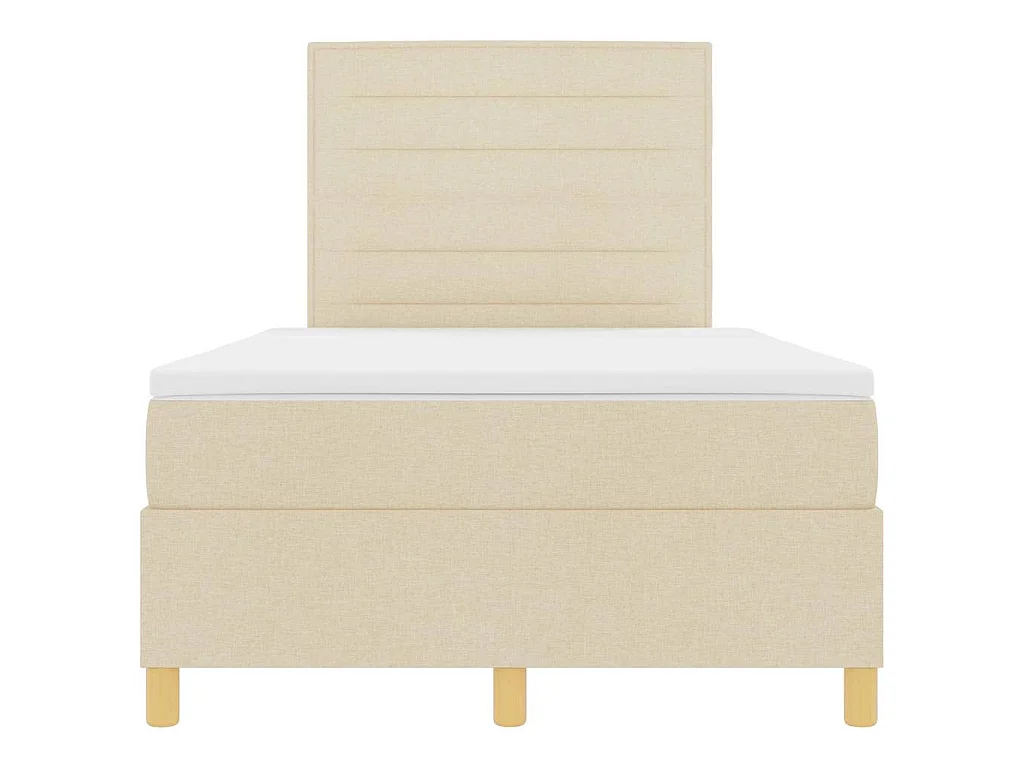 Cama tipo Box Spring con colchón Crema 120 x 200 cm tela