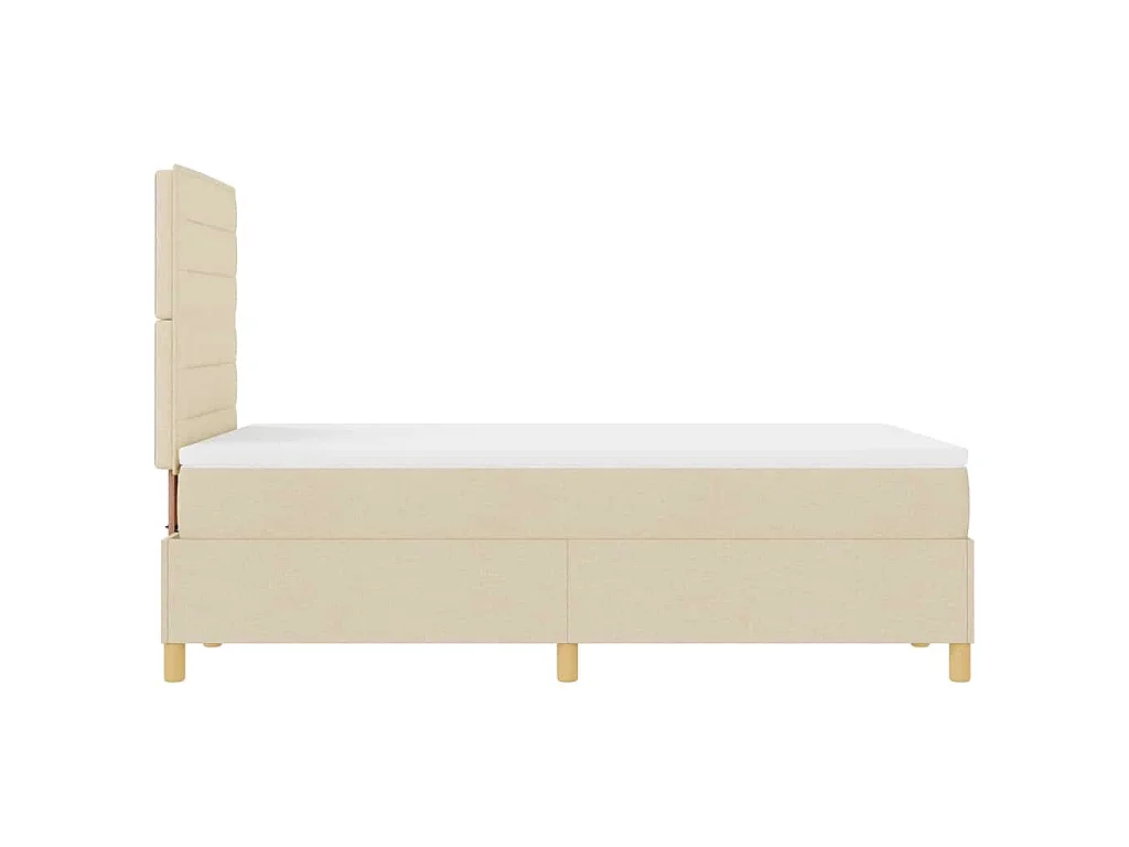 Cama tipo Box Spring con colchón Crema 120 x 200 cm tela