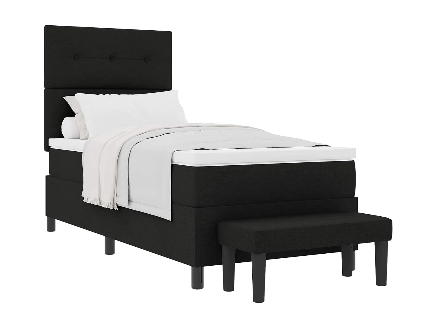 Letto a molle con testiera Nero 100 x 200 cm Tessuto