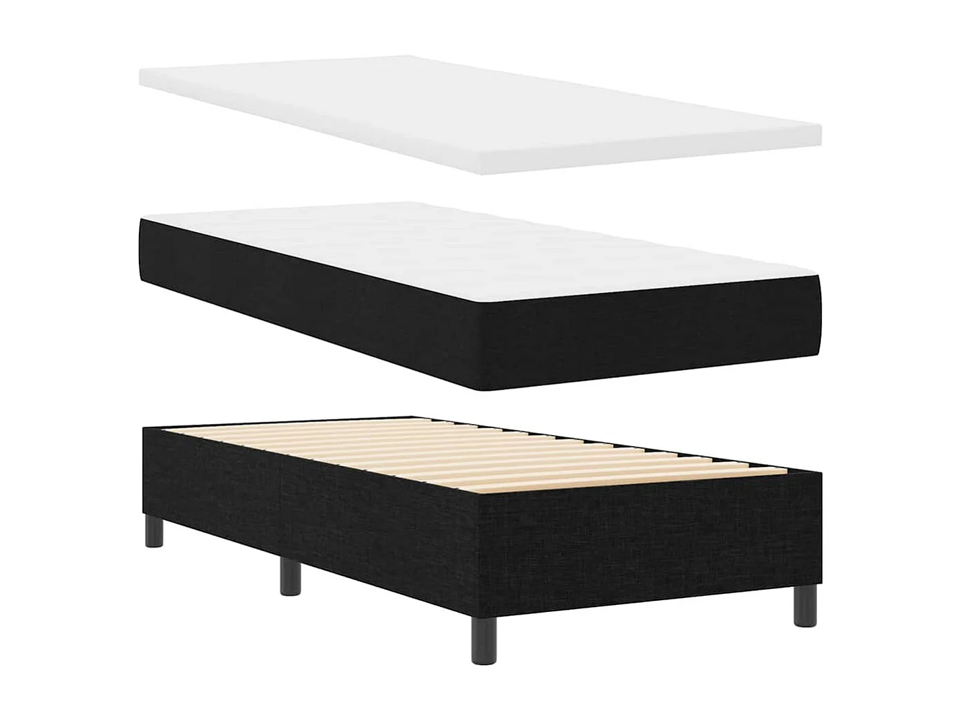 Letto a molle con testiera Nero 100 x 200 cm Tessuto