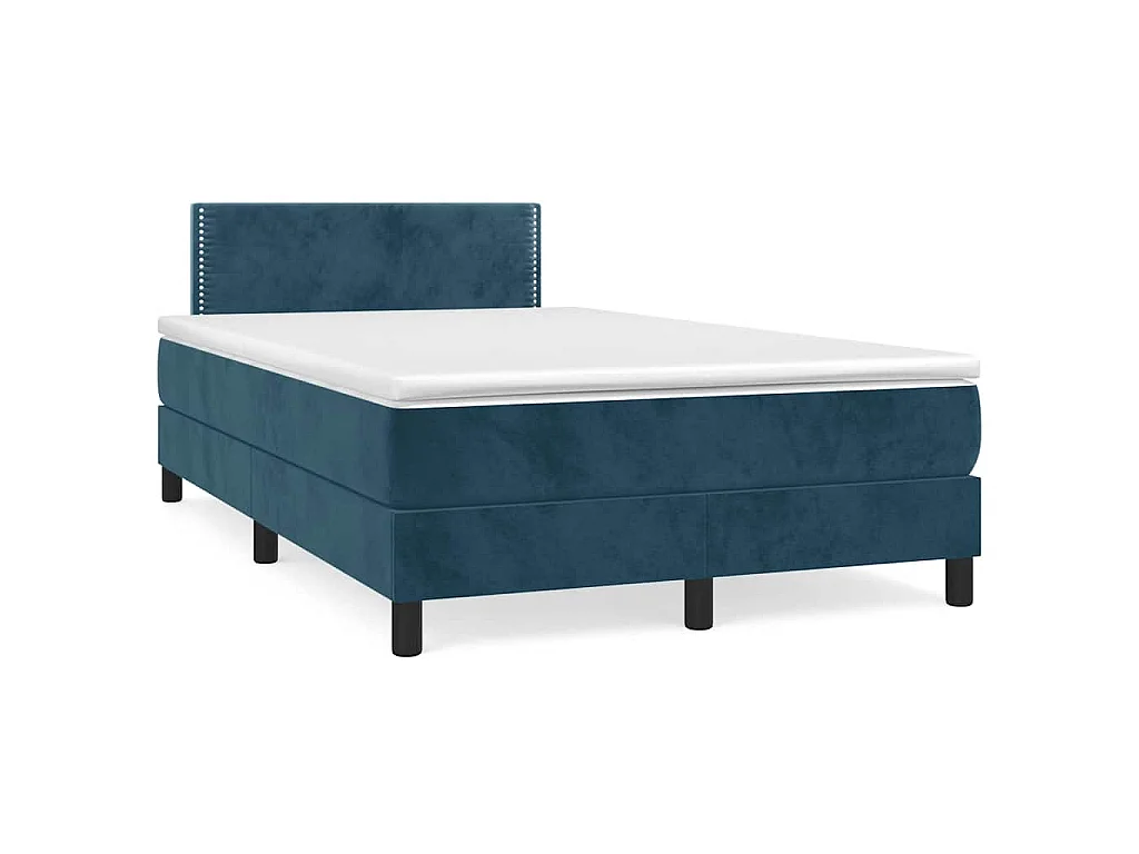 Giroletto a Molle con Materasso Blu Scuro 120x190 cm in Velluto