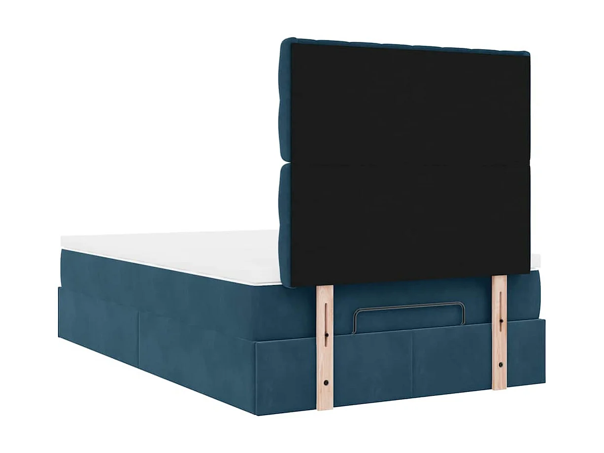 Cadre de lit ottoman avec matelas bleu foncé 120x190 cm velours