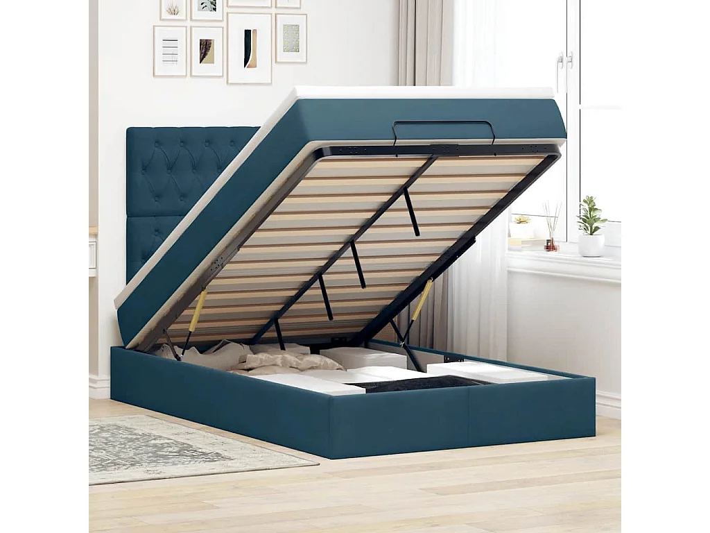 Struttura Letto Pouf con Materassi 120x190 cm Velluto