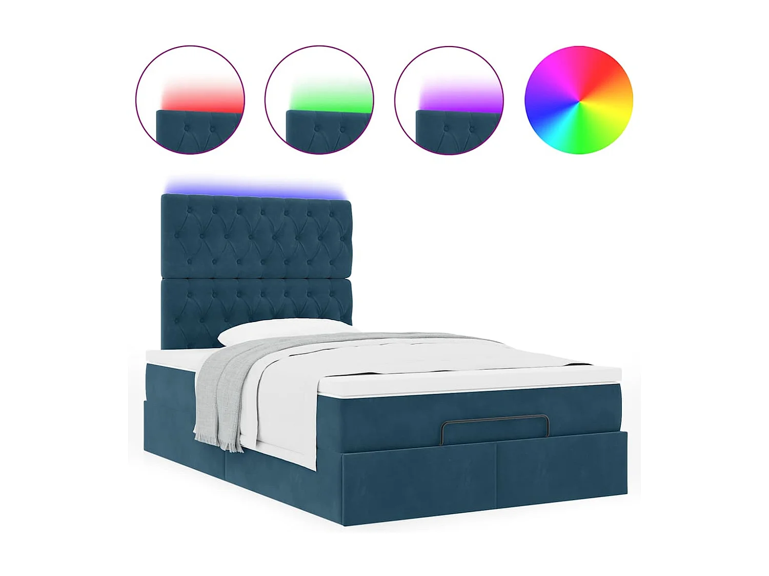 Struttura Letto Pouf con Materassi 120x190 cm Velluto