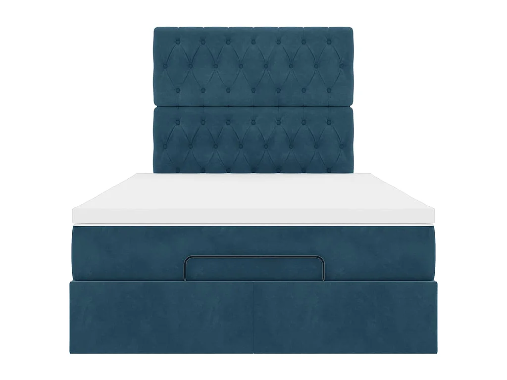 Cadre de lit ottoman avec matelas bleu foncé 120x190 cm velours