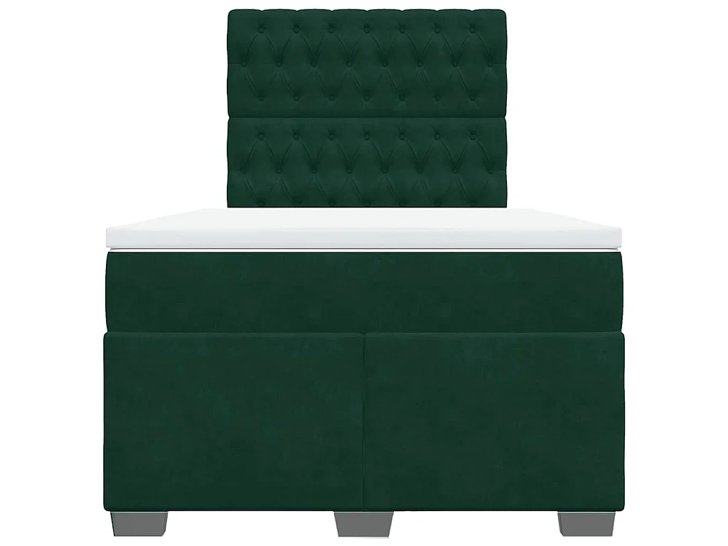 Cama box spring con colchón terciopelo verde oscuro 120x190 cm