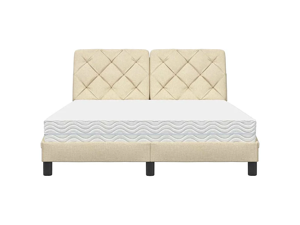 Cama con colchón tela color crema 120x200 cm