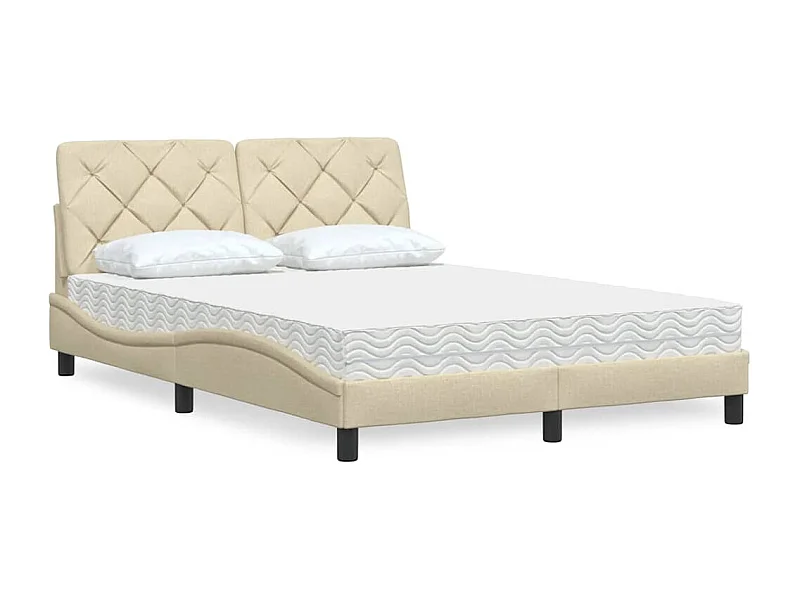 Bett mit Matratze Creme 120x200 cm Stoff