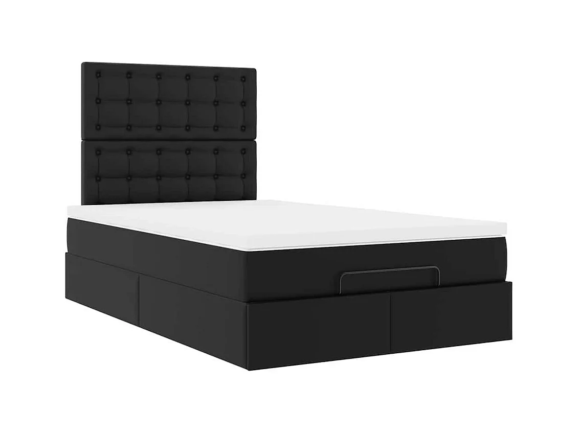 Ottoman bed met matras 120x200cm kunstleer zwart