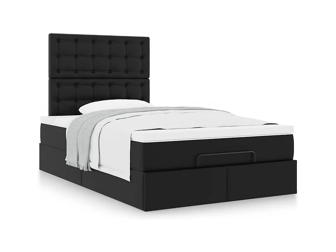 Ottoman bed met matras 120x200cm kunstleer zwart