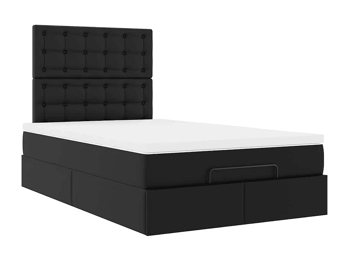 Cadre de lit ottoman avec matelas noir 120x200 cm similicuir