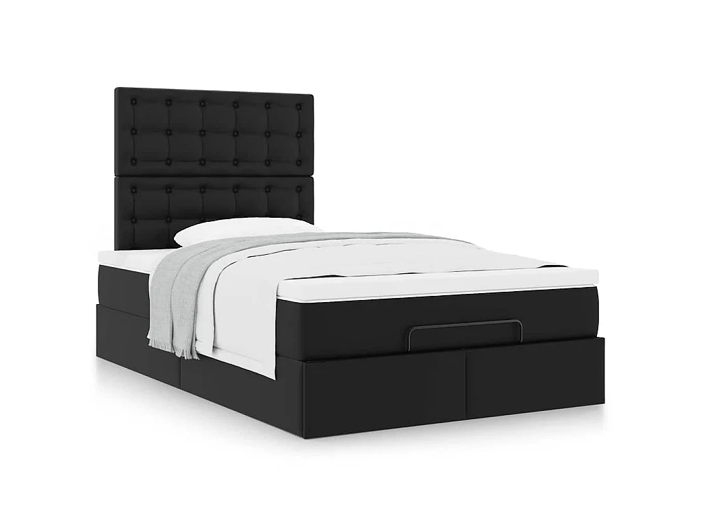 Ottoman bed met matras 120x200cm kunstleer zwart