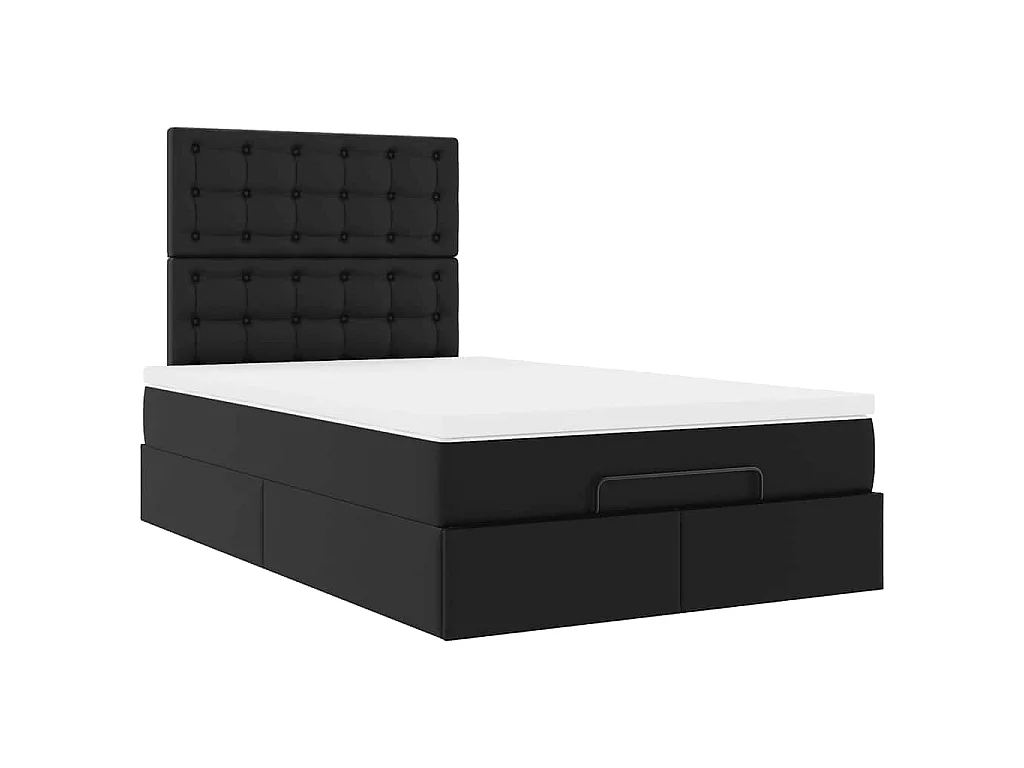 Ottoman bed met matras 120x200cm kunstleer zwart