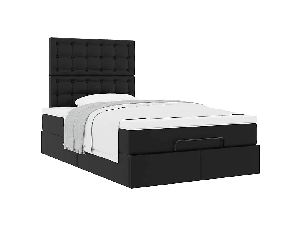 Ottoman bed met matras 120x200cm kunstleer zwart