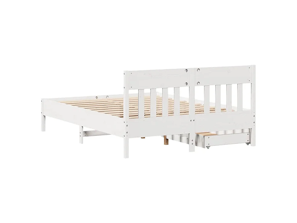 Cadre de lit sans matelas blanc 120x190 cm bois de pin massif
