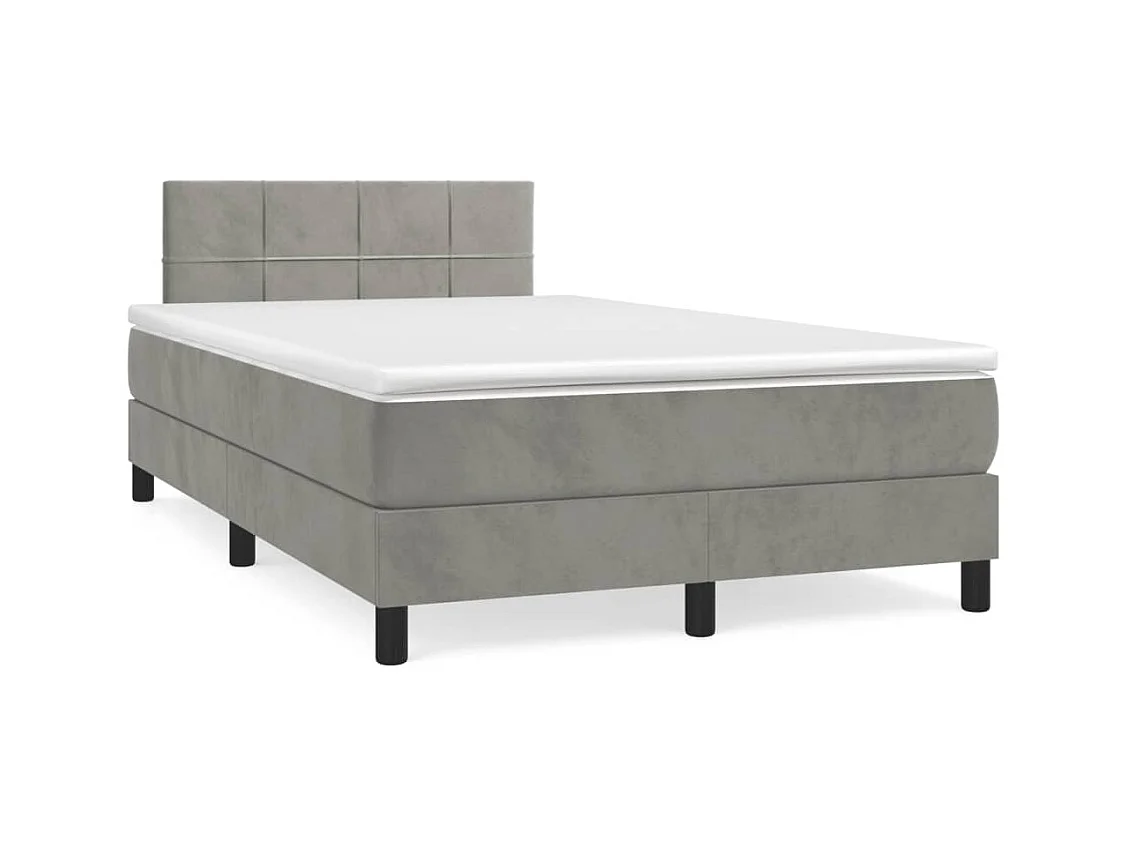 Sommier à lattes de lit et matelas gris clair 120x190cm velours